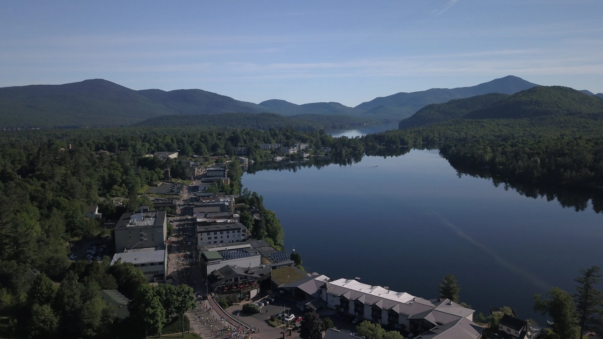 An aerial photo of Lake Placid